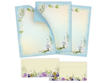 Briefpapier-Set A4 Briefbögen mit Umschlag Ostern Blumen Geschenk Druckerpapier für Einladungen Briefpost Urkunde Hochzeit Frühling Schleier