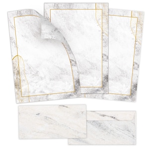 Briefpapier-Set A4 Marmor Briefbögen mit Umschlag Ostern Geschenk Druckerpapier für Einladungen Briefpost Urkunde Hochzeit Frühling gold TOP