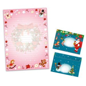 Briefpapier-Set A4 Weihnachten Umschläge Geschenk Wunschzettel schöne Kuvert Notizblock 25 Blätter Notizblock Weihnachtspapier Merry X-Mas