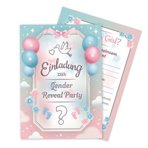 Einladungskarten Gender Reveal Party Karten mit Umschlägen zur Babyparty Dusche Mädchen Jungen Einladungen Boy or Girl rosa blau Deko