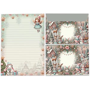 Briefpapier-Set für Kinder A5 Weihnachten schöne Umschläge Geschenk Wunschzettel Notizblock Weihnachtspapier Merry X-Mas Weihnachtsmann Fee