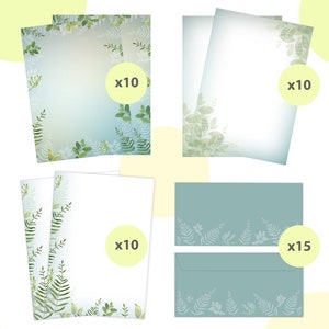 Briefpapier-Set A4 Briefbögen mit Umschlag Natur Blumen Geschenk Druckerpapier für Einladungen Briefpost Urkunde Hochzeit Frühling Blätter