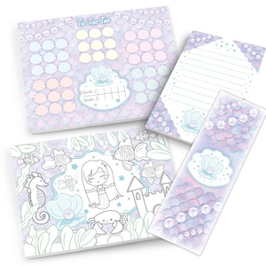 Mitgebsel-Set Meerjungfrau Mandala Tic Tac Toe Blöcke kleine Geschenke für Kindergeburtstag Nixe Gastgeschenke für Mädchen Partygeschenke