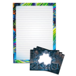 Briefpapier-Set A4 Graffiti Umschläge Kindergeburtstag Mädchen Jungen cooles Geschenk Street Art Notizblock Schreibpapier Teenager Universum
