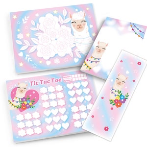Mitgebsel-Set Lama Mandala + Tic Tac Toe + Blöcke kleine Geschenke für Kindergeburtstag Alpaka Gastgeschenke für Mädchen Partygeschenke Feen