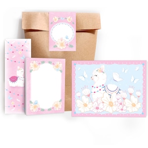 Mitgebsel-Set Tüten Mandala zum Ausmalen Notizblöcke Lesezeichen Gastgeschenke für Kindergeburtstag Lama Alpaka Schmetterling Pferd Mädchen