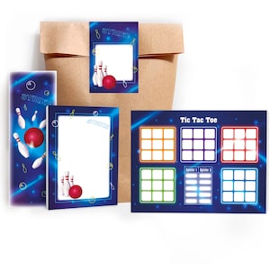 Mitgebsel-Set Tüte Tic Tac Toe Notizblöcke Lesezeichen Gastgeschenke für Kindergeburtstag Bowling Teenager Kegeln Mädchen Jungen Kegelbahn