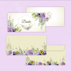 Dankeskarte Hochzeit mit Umschlag Dankeschön Erwachsene Danke Karte für Geburtstag Kommunion Konfirmation Standesamt Blumen Natur modern