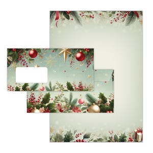 Briefpapier-Set A4 Weihnachten Briefbögen mit Umschlag Vintage Antik für Einladungen Weihnachtsbriefpost Weihnachtsbriefpapier Geschenk Idee