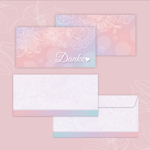 Dankeskarte Hochzeit mit Umschlag Vielen Dank Erwachsene Dankeskarte für Geburtstag Kommunion Konfirmation Standesamt Herz blau rosa modern