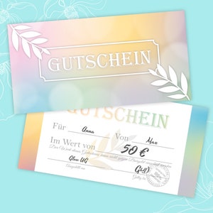 Gutschein Geschenkgutscheine Motiv Gutscheine zum Ausfüllen Geschenkkarte für Massage Wellness Kosmetik Nagelstudio Spa Beauty Pastell TOP