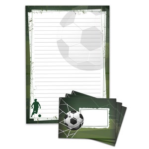Briefpapier-Set A4 Fußball Umschläge Kindergeburtstag Fussball Jungen Geschenk grün Motiv Kuvert Notizblock 25 Blätter Block Turnier Ball
