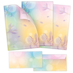 Briefpapier-Set A4 Briefbögen mit Umschlag Ostern Blumen bunt Geschenk Druckerpapier für Einladungen Briefpost Urkunde Hochzeit Frühling TOP
