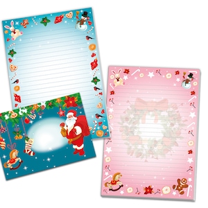 Briefpapier-Set A5 Weihnachten Umschläge Geschenk Wunschzettel schöne Kuvert Notizblock 25 Blätter Notizblock Weihnachtspapier Merry X-Mas