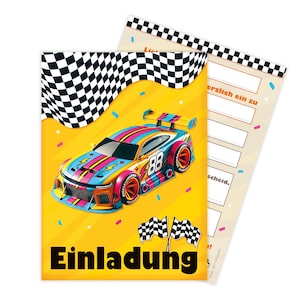 Einladungskarten Auto zum Kindergeburtstag Rennauto coole Einladungen zum Geburtstag Autos Motiv Karten für Jungen Mädchen Jungs Rennwagen
