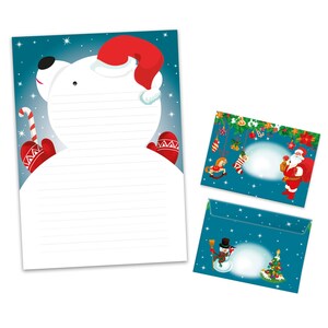 Briefpapier-Set A4 Weihnachten Umschläge Geschenk Wunschzettel schöne Kuvert Notizblock 25 Blätter Notizblock Weihnachtspapier Eisbär X-Mas