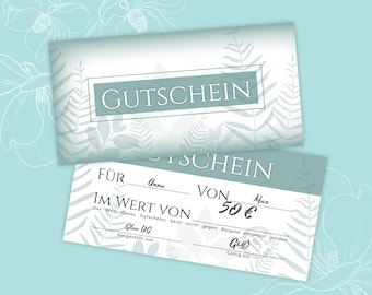 Gutschein Geschenkgutscheine Motiv Gutscheine zum Ausfüllen Geschenkkarte für Massage Wellness Kosmetik Nagelstudio Spa Beauty Blumen