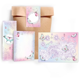 Mitgebsel-Set Tüten Mandala Notizblöcke Lesezeichen kleine Gastgeschenke für Kindergeburtstag Schmetterlinge Blumen Teenager Mädchen Mädels