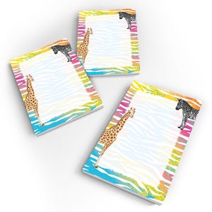 Safari Tier Zebra Giraffe Afrika Mitgebsel-Set Mini-Mitteilungsblöcke Blanko Kindertagskarten Urlaubskarten Partykarten Block