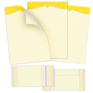Briefpapier-Set A4 Briefbögen mit Umschlag Ostern gelb Geschenk Druckerpapier für Einladung Liebe Briefpost Urkunde Hochzeit Frühling Stern