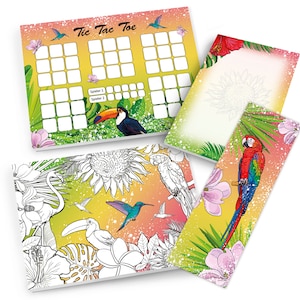Mitgebsel-Set Mandala + Tic Tac Toe + Blöcke kleine Geschenke für Kindergeburtstag Flamingo Papagei Gastgeschenke für Mädchen Partygeschenke