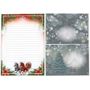 Briefpapier-Set für Kinder A5 Weihnachten schöne Umschläge Geschenk Wunschzettel Notizblock Weihnachtspapier Merry X-Mas Weihnachtsmann Pferd
