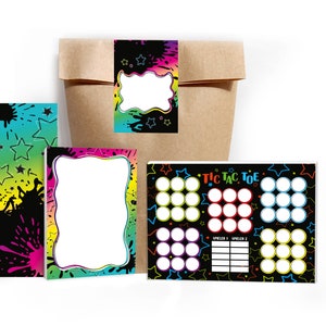 Mitgebsel-Set Tüte Tic Tac Toe Notizblöcke Lesezeichen Gastgeschenke für Kindergeburtstag Jump Party Teenager Trampolin Mädchen Jungen bunt