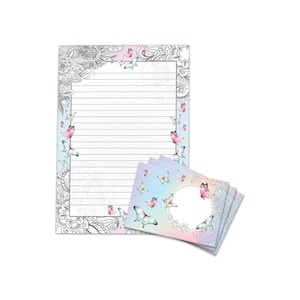 Briefpapier-Set A4 Schmetterlinge Umschläge Blumen Kindergeburtstag Mädchen Geschenk Kuvert Notizblock 25 Blätter Block zum Ausmalen Papier