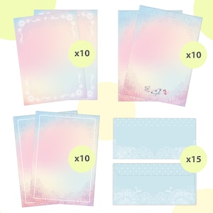 Briefpapier-Set A4 Schmetterlinge Briefbögen mit Umschlag Ostern Blumen Geschenk Druckerpapier für Einladungen Briefpost Urkunde Hochzeit