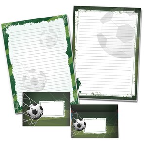 Briefpapier-Set A4 Fußball Umschläge Fussball Kindergeburtstag Turnier Pokal Geschenk Ball Notizblock Vintage Papier Kinder Jungen grün