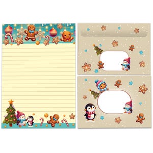 Briefpapier-Set für Kinder A5 Weihnachten schöne Umschläge Geschenk Wunschzettel Notizblock Weihnachtspapier Merry X-Mas Weihnachtsmann