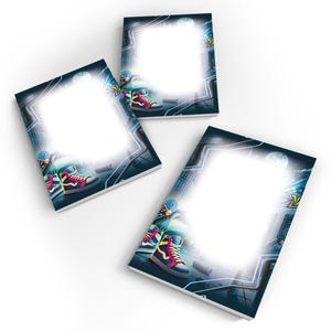 Graffiti Street Art Modern Neon Mitgebsel-Set Mini-Hinweis-Blöcke Blau Kindertagskarten Partyblock