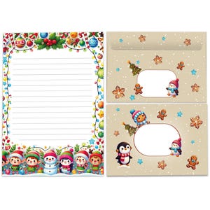 Briefpapier-Set für Kinder A5 Weihnachten Umschläge Geschenk Wunschzettel schöne Kuvert Notizblock Notizblock Weihnachtspapier Merry X-Mas
