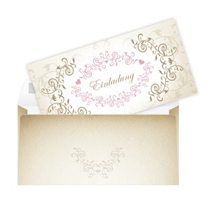 Einladungskarte Hochzeit + Umschlag Hochzeitseinladung Erwachsene Einladungen für Geburtstag Kommunion Konfirmation Standesamt Vintage Antik