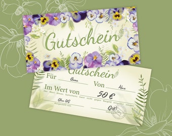 Gutschein Geschenkgutscheine Motiv Gutscheine zum Ausfüllen Geschenkkarte für Massage Wellness Kosmetik Nagelstudio Spa Beauty Blumen