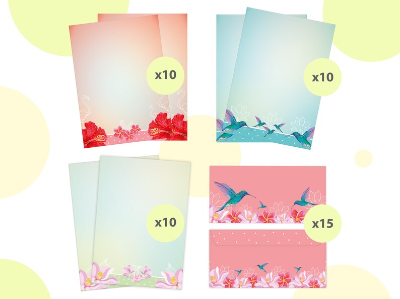 Briefpapier-Set mit einem schönen Muster im A4-Format und dazu passenden Umschlägen im DIN Lang Format.