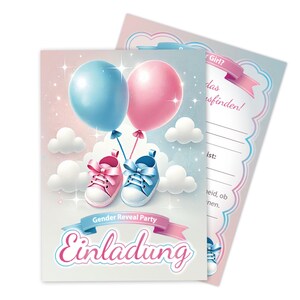 Einladungskarten Gender Reveal Party Karten mit Umschlägen zur Babyparty Dusche Mädchen Jungen Einladungen Boy or Girl rosa blau Deko