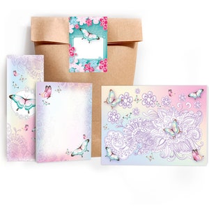 Mitgebsel-Set Tüten Mandala Notizblöcke Lesezeichen kleine Gastgeschenke für Kindergeburtstag Schmetterlinge Blumen Teenager Mädchen Mädels