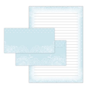 Briefpapier-Set A4 Mandala Umschläge zum Geburtstag Geschenk Kuvert Notizblock 25 Blätter Block Blumen liniert Papier Muster Erwachsene blau