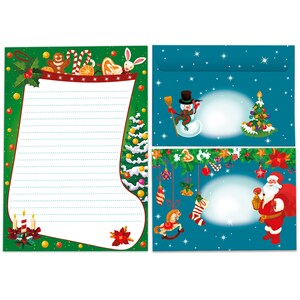 Briefpapier-Set A5 Weihnachten Umschläge Geschenk Wunschzettel schöne Kuvert Notizblock 25 Blätter Notizblock Weihnachtspapier Merry X-Mas