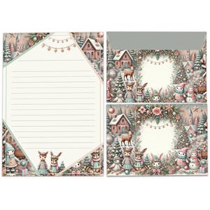 Briefpapier-Set für Kinder A5 Weihnachten schöne Umschläge Geschenk Wunschzettel Notizblock Weihnachtspapier Merry X-Mas Weihnachtsmann Fee