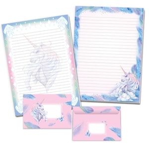 Briefpapier-Set A4 Pferd Umschläge Einhorn Kindergeburtstag Mädchen Einhorn Geschenk Kristall Notizblock zum Ausmalen Mandala Diamant Fee