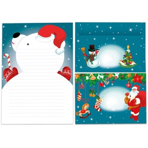 Briefpapier-Set A5 Weihnachten Umschläge Geschenk Wunschzettel schöne Kuvert Notizblock 25 Blätter Notizblock Weihnachtspapier Eisbär X-Mas