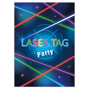 Einladungskarten Lasertag zum Geburtstag Bowling Motiv Karten für Teenager Einladungen Laserparty Mädchen Jungen Kindergeburtstag Lasern