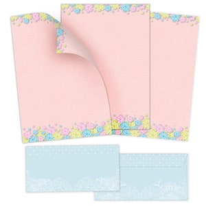 Briefpapier-Set A4 Briefbögen mit Umschlag Ostern Blumen gelb Geschenk Druckerpapier für Einladungen Briefpost Urkunde Hochzeit Frühling TOP