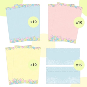 Briefpapier-Set A4 Briefbögen mit Umschlag Ostern Blumen Geschenk Druckerpapier für Einladungen Briefpost Urkunde Hochzeit Frühling bunt