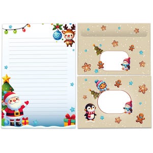 Briefpapier-Set für Kinder A5 Weihnachten schöne Umschläge Geschenk Wunschzettel Notizblock Weihnachtspapier Merry X-Mas Weihnachtsmann