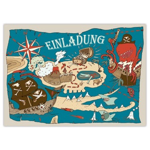Einladungskarten Piraten zum Geburtstag Schatzsuche Motiv Karten Einladungen Mädchen Jungen Kindergeburtstag Abenteuer Schiff Karte Papagei