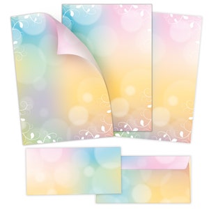 Briefpapier-Set A4 Briefbögen mit Umschlag Ostern Blumen bunt Geschenk Druckerpapier für Einladungen Briefpost Federn Hochzeit Frühling TOP