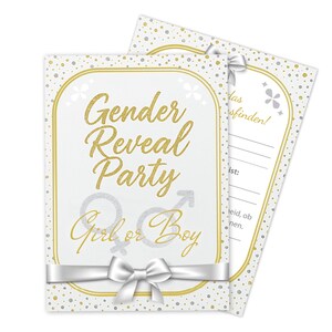 Einladungskarten Gender Reveal Party Karten mit Umschlägen zur Babyparty Dusche Mädchen Jungen Einladungen Boy or Girl Deko edel Tiere